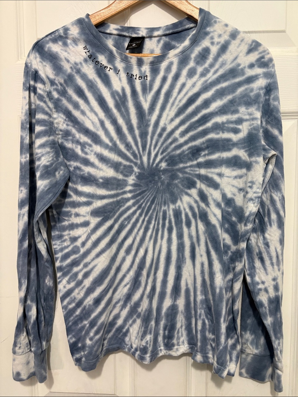 Empyre Blue and White Tie-Dye Long Sleeve Shirt ‘Whatever I Tried’